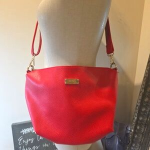 BCBG Paris Red Pebbled PU Shoulder/Crossbody Bag